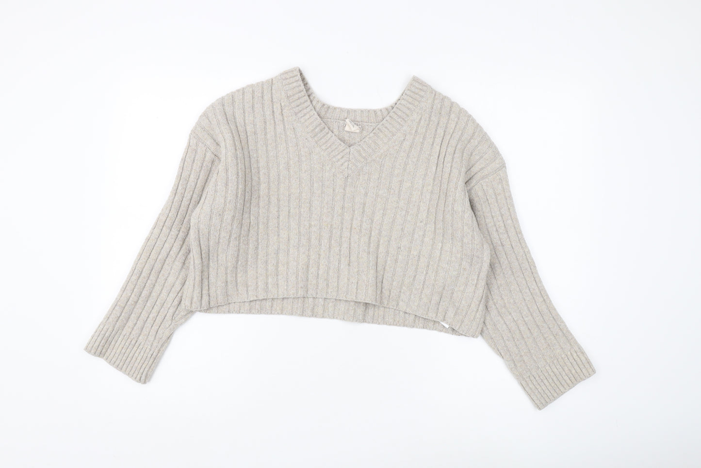 Urban Outfitters Beige V-Neck Pullover Jumper XS