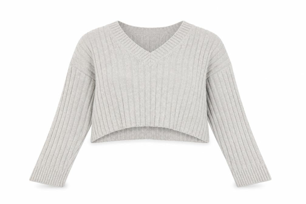 Front view of Urban Outfitters Beige V-Neck jumper XS