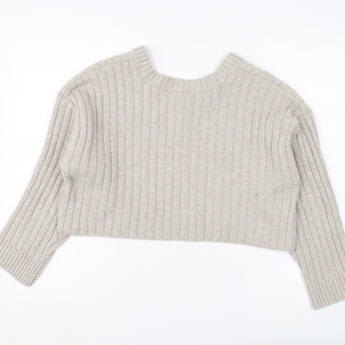 Urban Outfitters Beige V-Neck Pullover Jumper XS