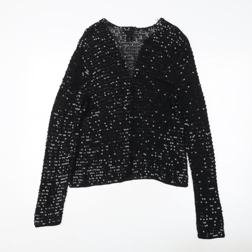 INC Black Sequin Women's Cardigan Medium