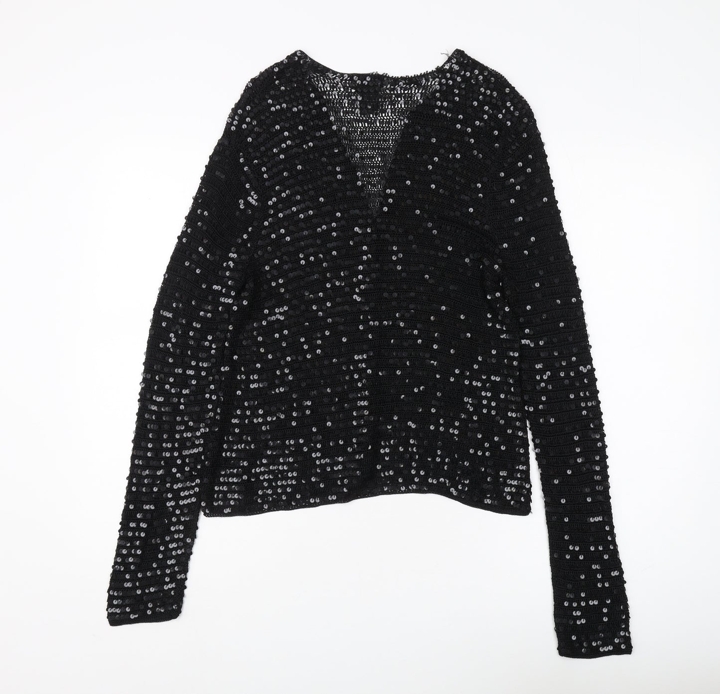 INC Black Sequin Women's Cardigan Medium
