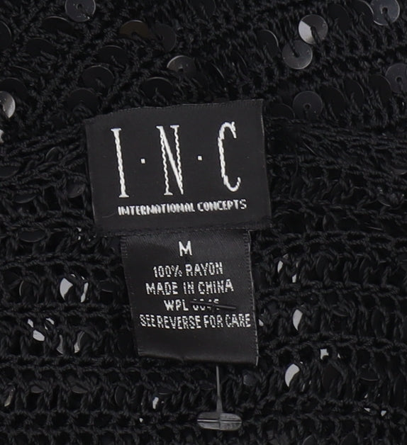 INC Black Sequin Women's Cardigan Medium