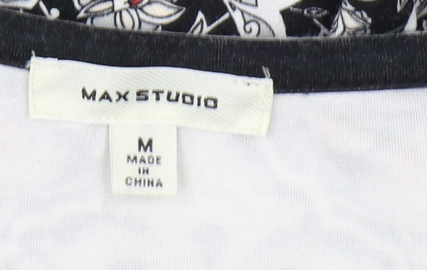 Max Studio Women's Black Geometric Tunic, Size M