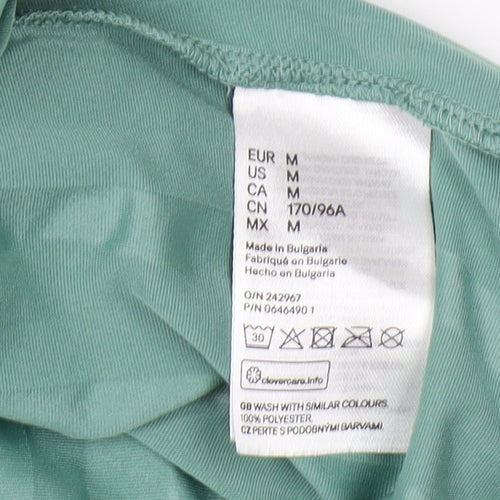 H&M Women's Green Pleated Sleeveless Dress M
