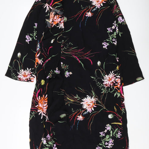 H&M Women's Black Floral Shift Dress - S
