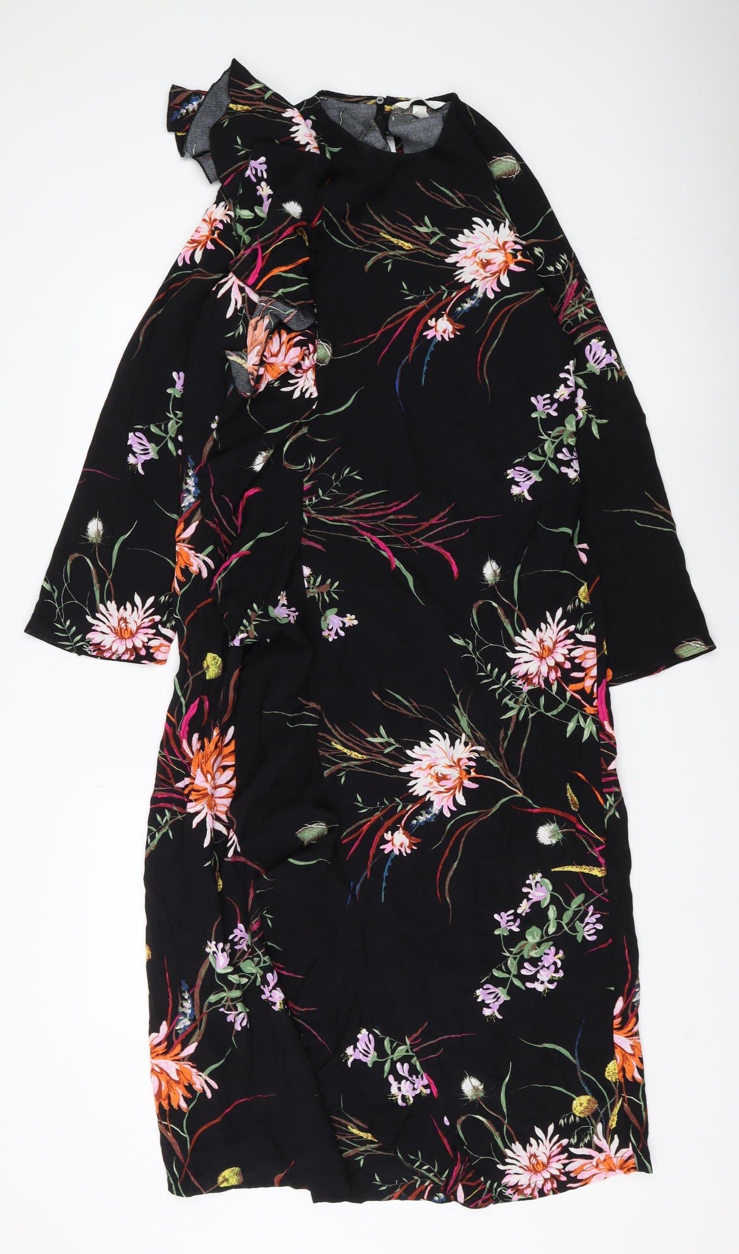 H&M Women's Black Floral Shift Dress - S