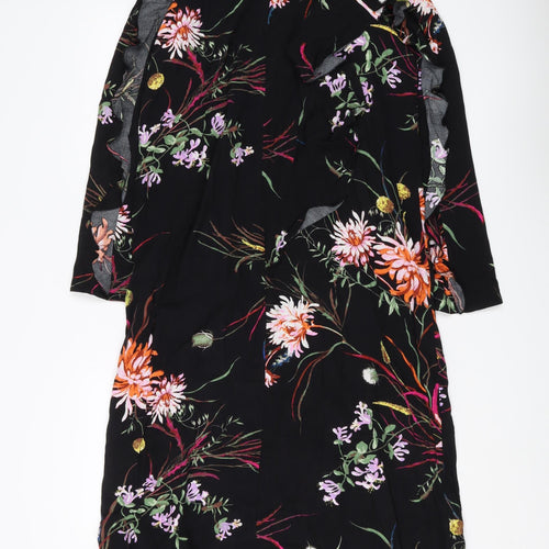 H&M Women's Black Floral Shift Dress - S