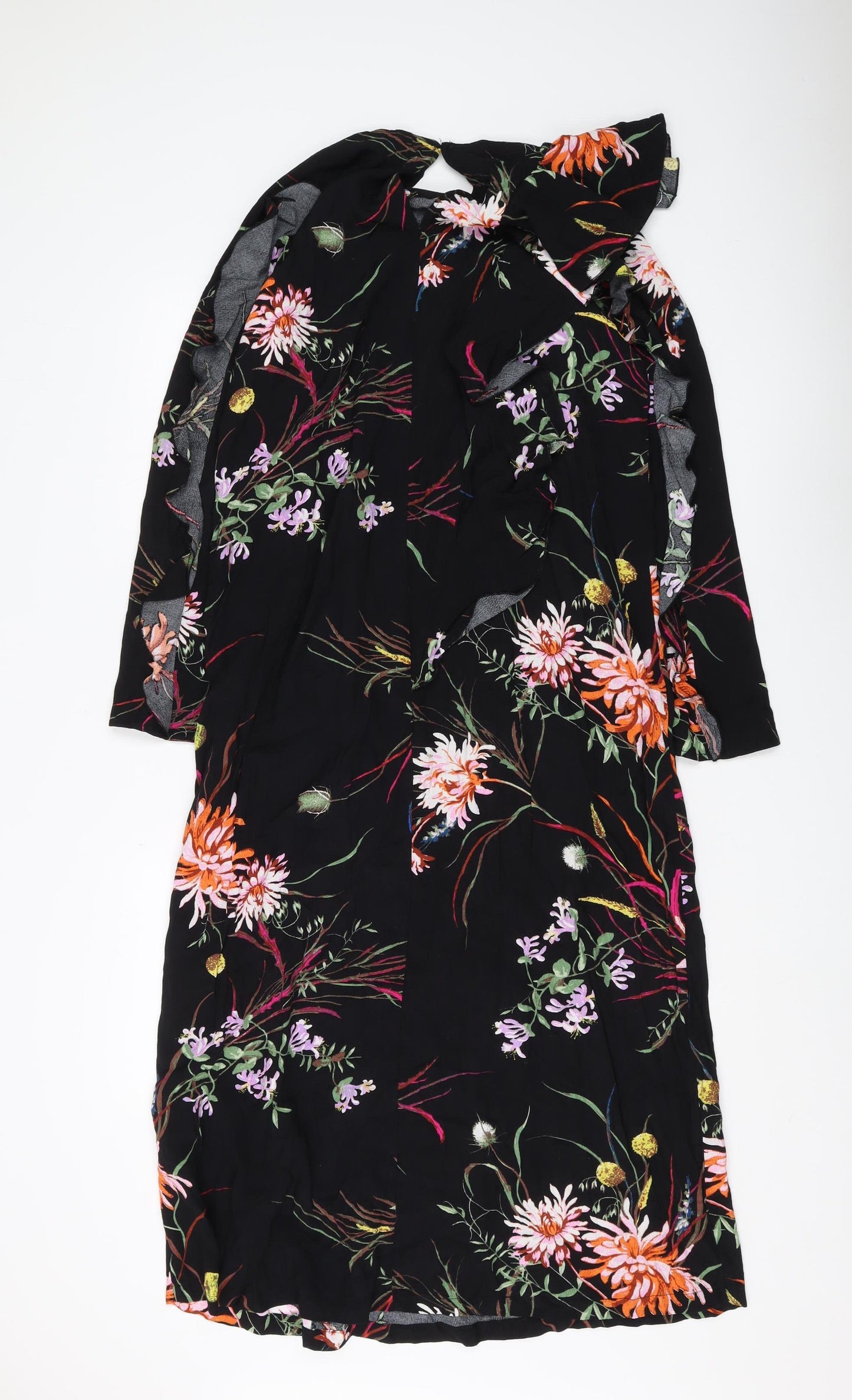 H&M Women's Black Floral Shift Dress - S