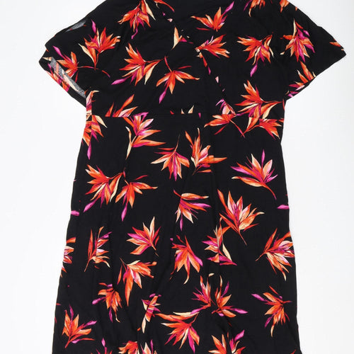 Debenhams Women's Black Floral V-Neck Dress Size 20