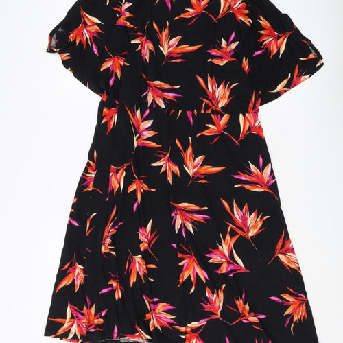 Debenhams Women's Black Floral V-Neck Dress Size 20