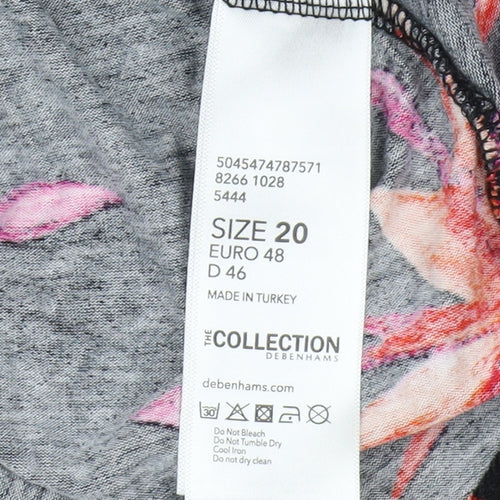 Debenhams Women's Black Floral V-Neck Dress Size 20