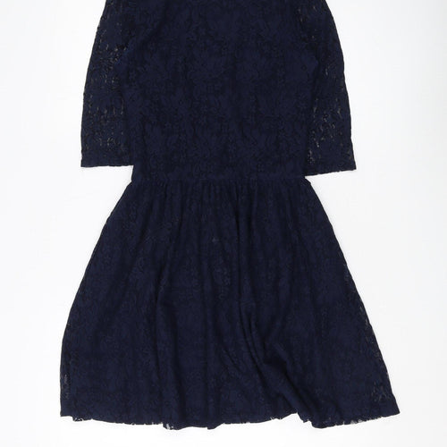 River Island Women's Blue A-Line Lace Dress Size 12