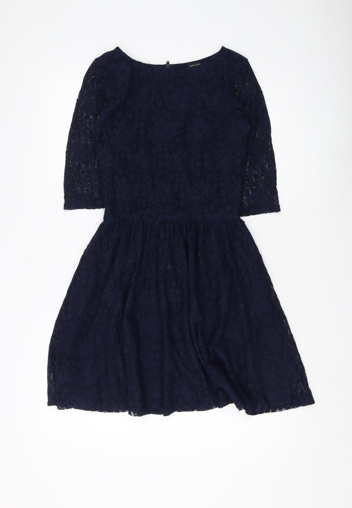 River Island Women's Blue A-Line Lace Dress Size 12