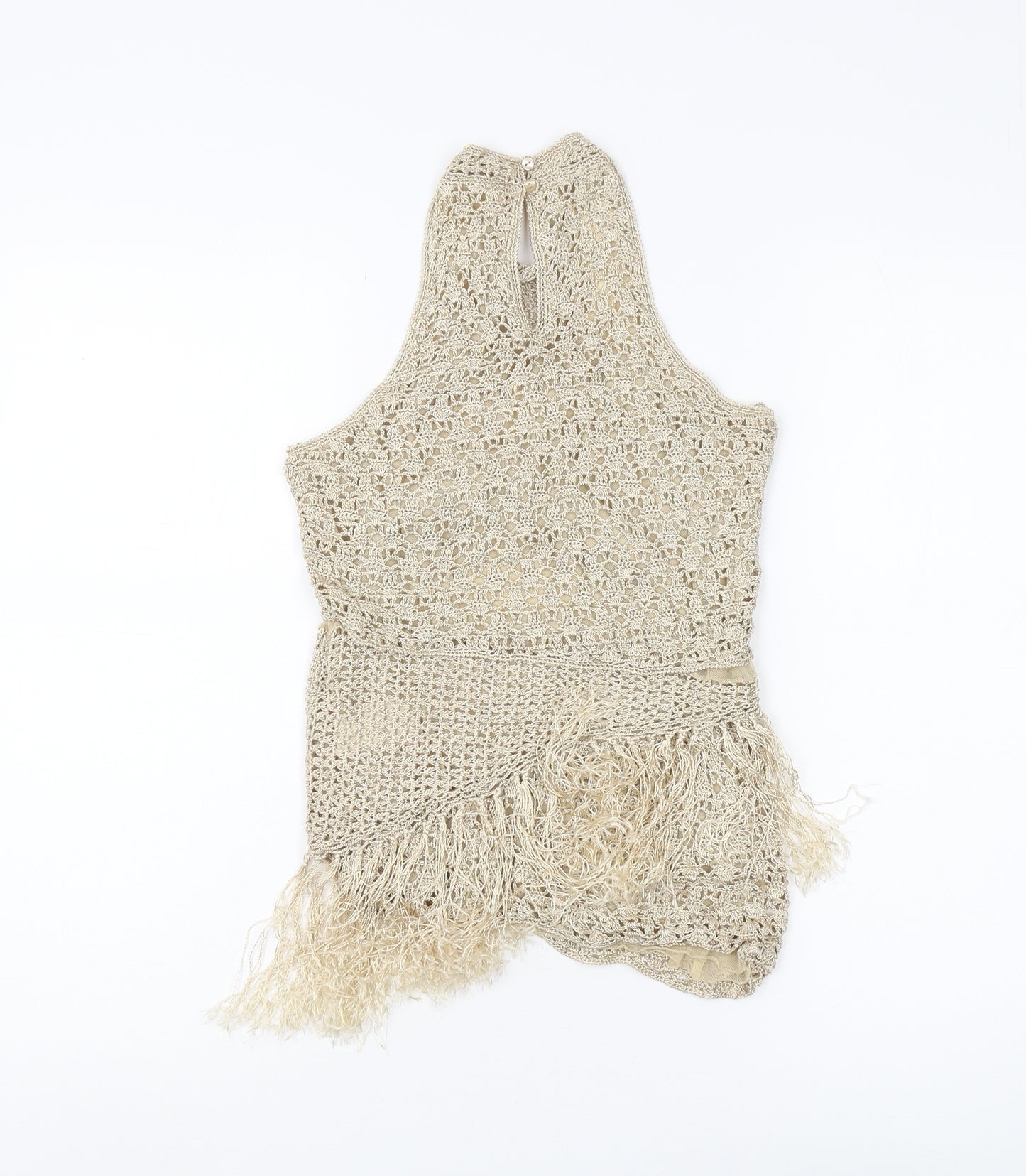 Next Women’s Beige Crochet Halter Camisole Top - Size 12