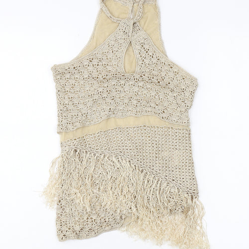 Next Women’s Beige Crochet Halter Camisole Top - Size 12