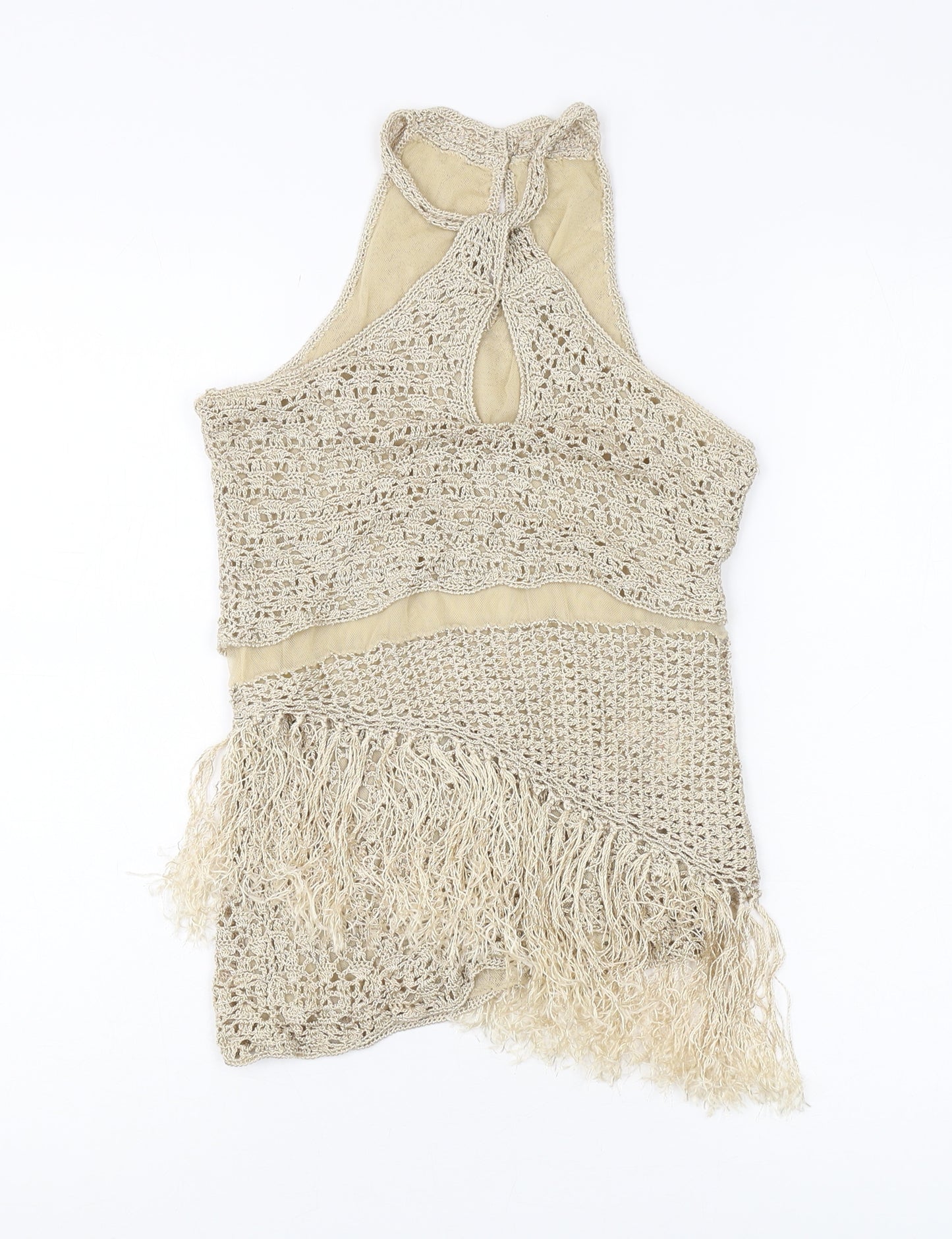 Next Women’s Beige Crochet Halter Camisole Top - Size 12