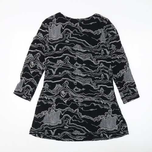 Adini Women's Black Tunic, Size S, 3/4 Sleeve Geometric