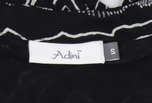 Adini Women's Black Tunic, Size S, 3/4 Sleeve Geometric