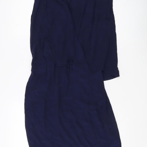 Warehouse Women's Navy Sleeveless Wrap Dress - Size 10