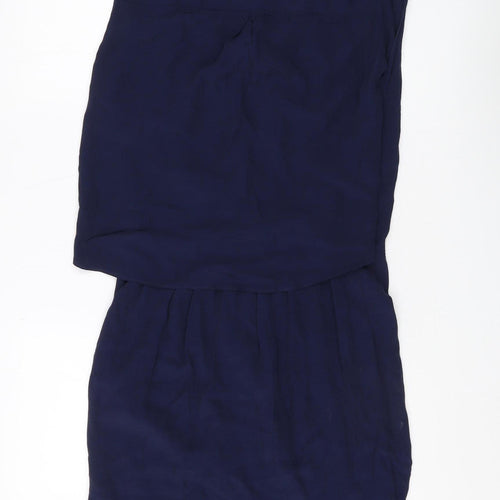 Warehouse Women's Navy Sleeveless Wrap Dress - Size 10