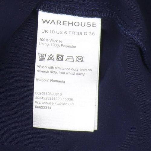Warehouse Women's Navy Sleeveless Wrap Dress - Size 10