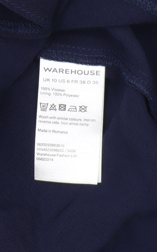 Warehouse Women's Navy Sleeveless Wrap Dress - Size 10