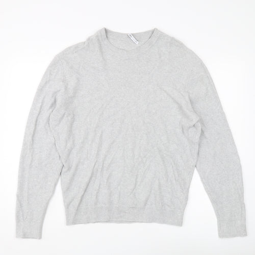 Zara Men's Grey Cotton Pullover Jumper Crew Neck L