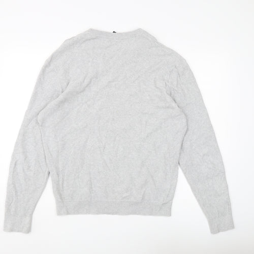 Zara Men's Grey Cotton Pullover Jumper Crew Neck L