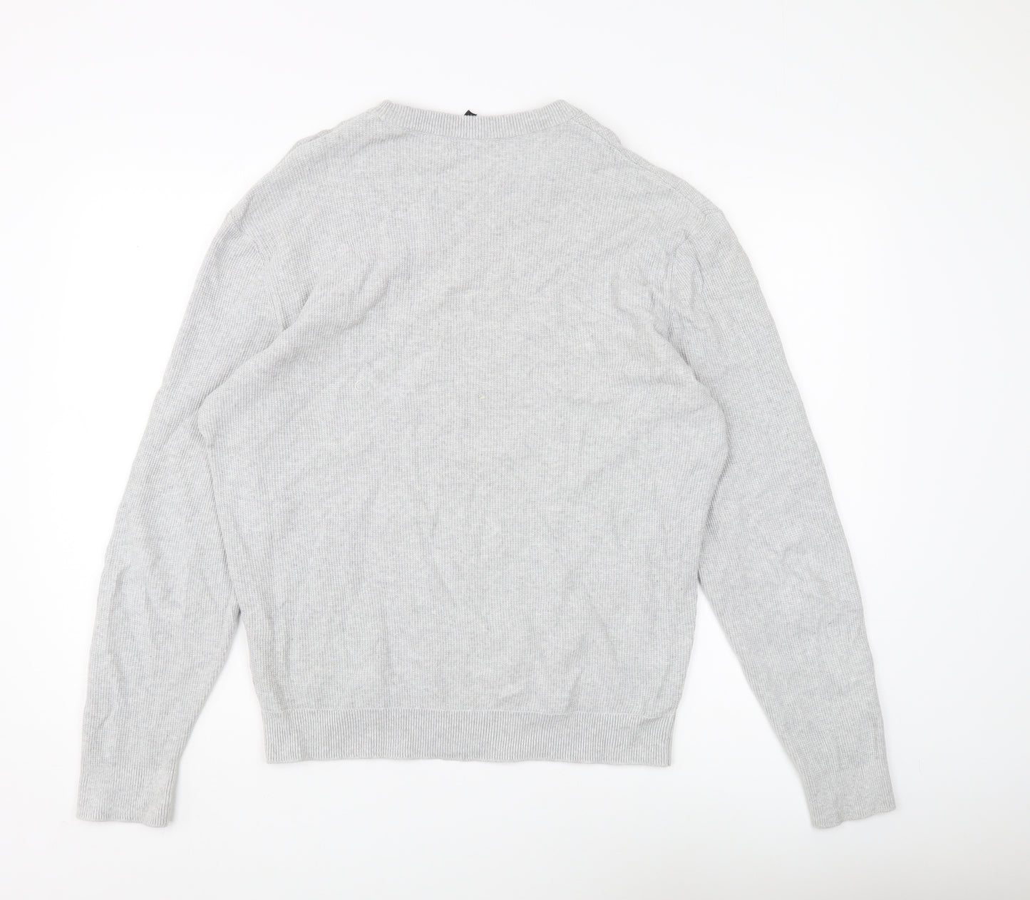 Zara Men's Grey Cotton Pullover Jumper Crew Neck L