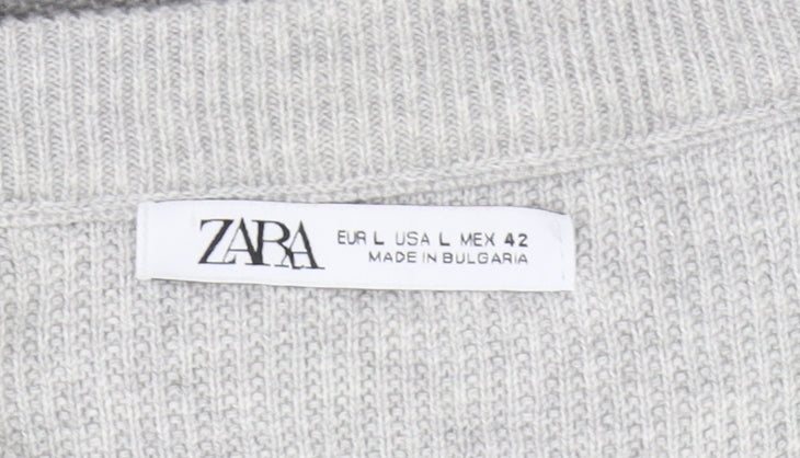 Zara Men's Grey Cotton Pullover Jumper Crew Neck L