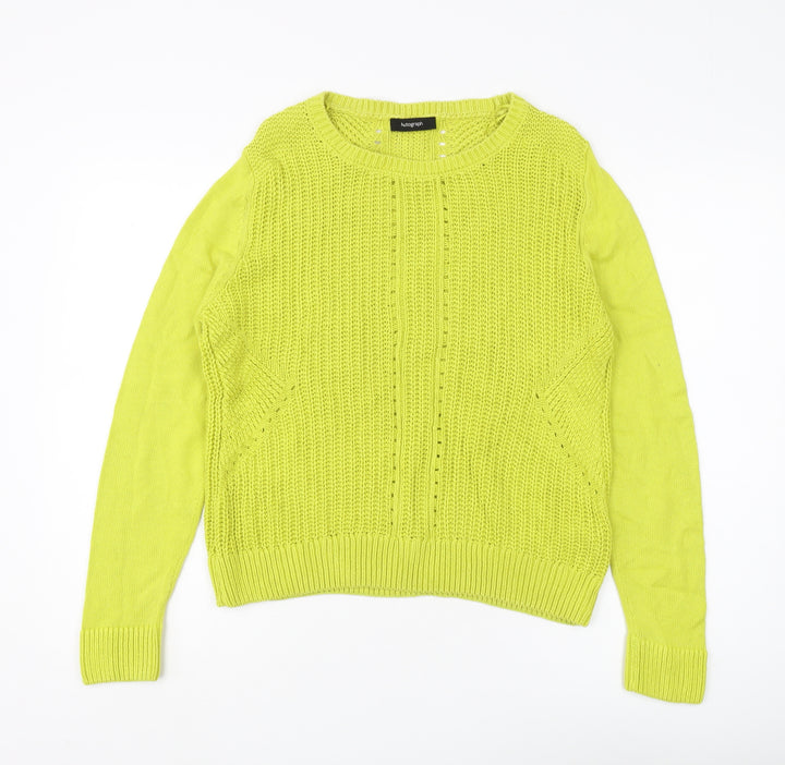 Marks and Spencer Women's Green Waffle Knit Jumper Size 14
