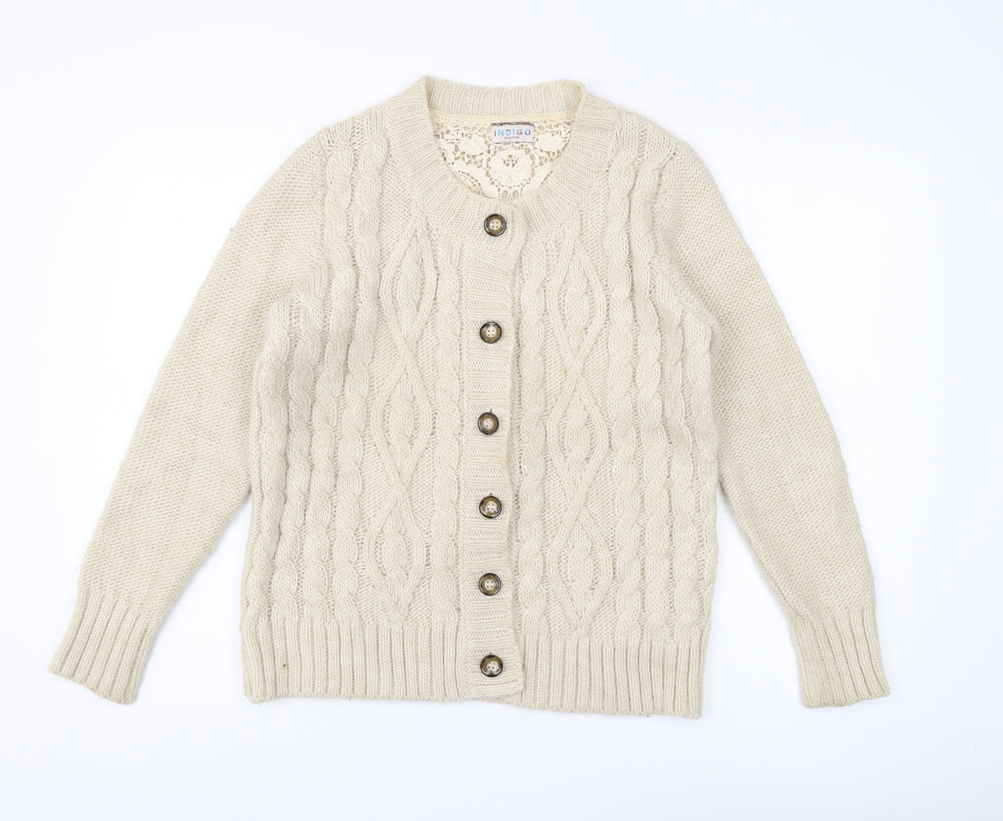 Marks and Spencer Beige Cardigan, Size 16, Cable-Knit