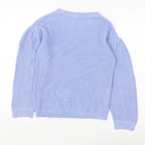 John Lewis Girls Blue Pullover Jumper, Size 11, Cotton Blend