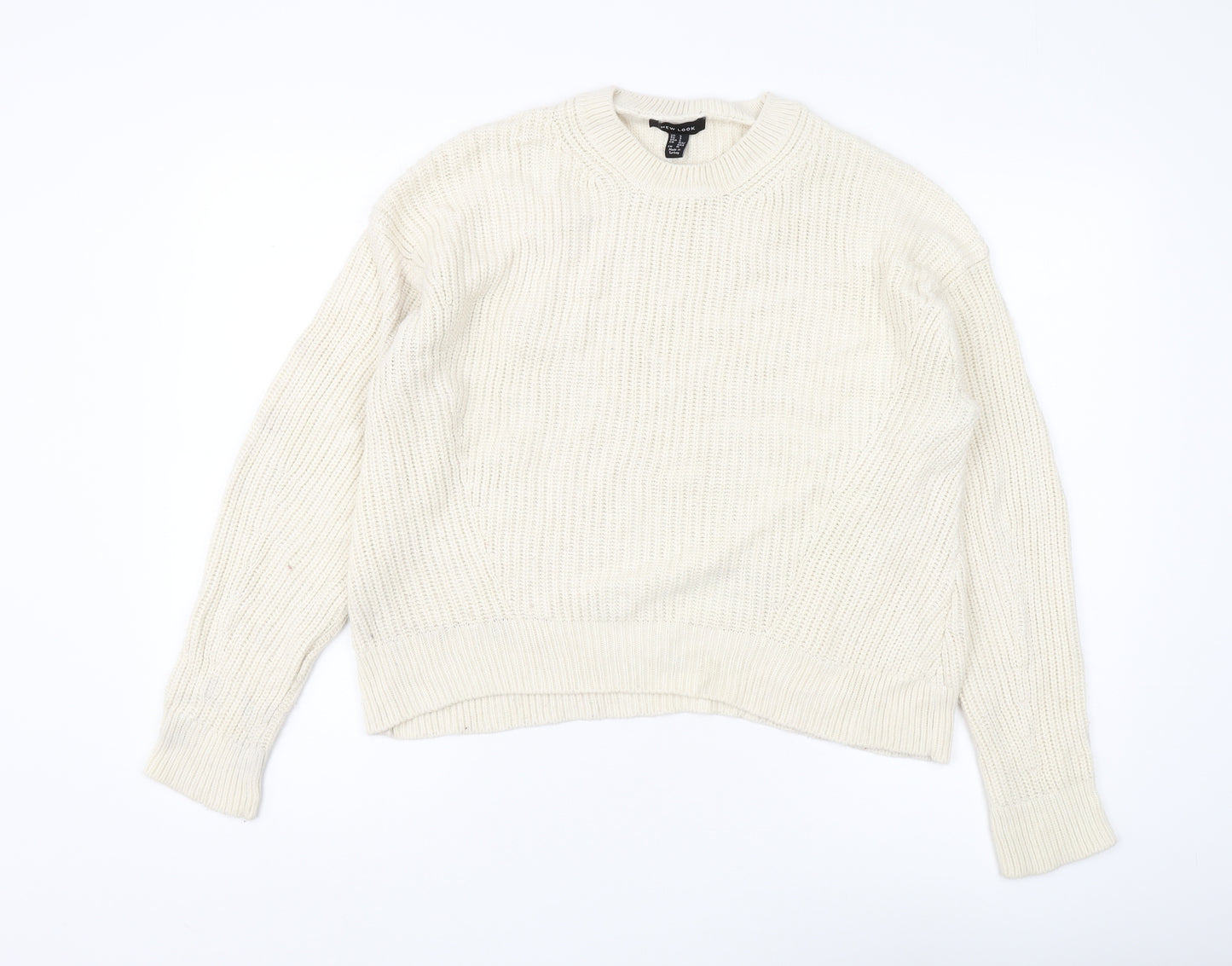 New Look Women's Ivory Pullover Jumper, Size S, Crew Neck