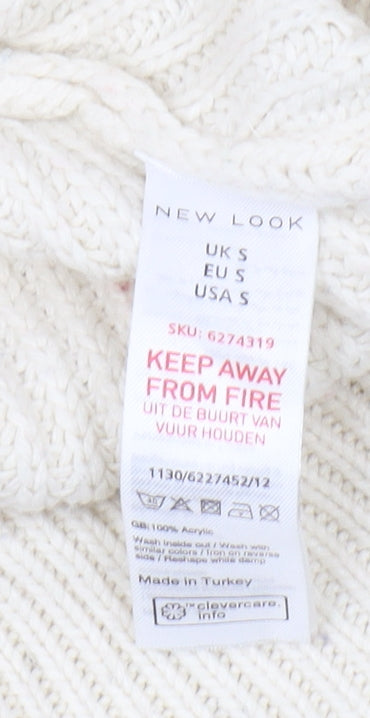 New Look Women's Ivory Pullover Jumper, Size S, Crew Neck