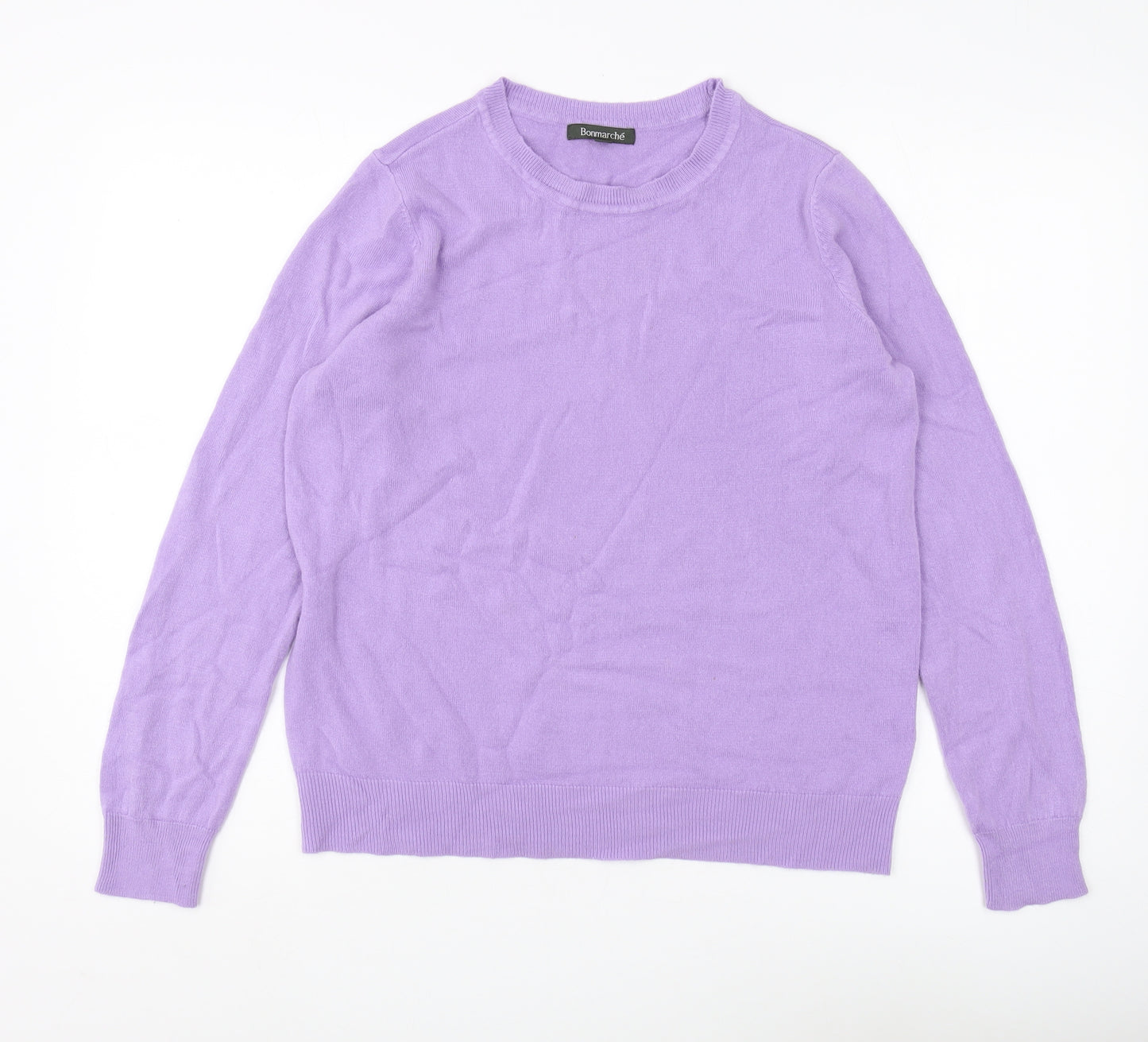 Bonmarché Women's Purple Crew Neck Jumper Size 16
