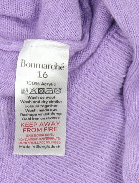 Bonmarché Women's Purple Crew Neck Jumper Size 16