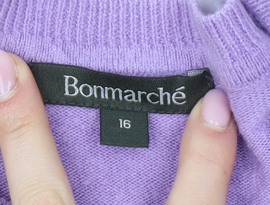 Bonmarché Women's Purple Crew Neck Jumper Size 16