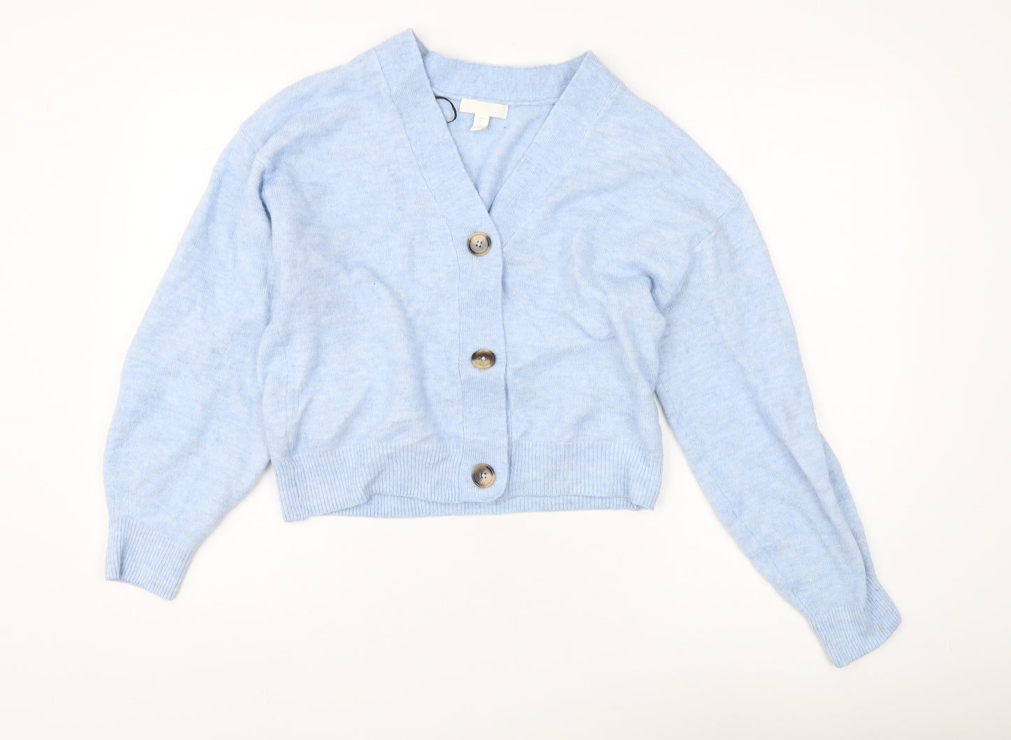 H&M Women's Blue V-Neck Cardigan Size 14