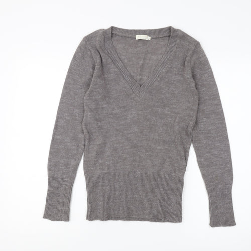 Topshop Women’s Grey V-Neck Pullover Jumper Size 8