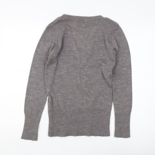 Topshop Women’s Grey V-Neck Pullover Jumper Size 8