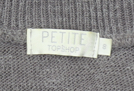 Topshop Women’s Grey V-Neck Pullover Jumper Size 8