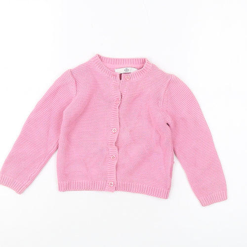Marks and Spencer Girls Pink Cardigan 3-4 Years Cotton