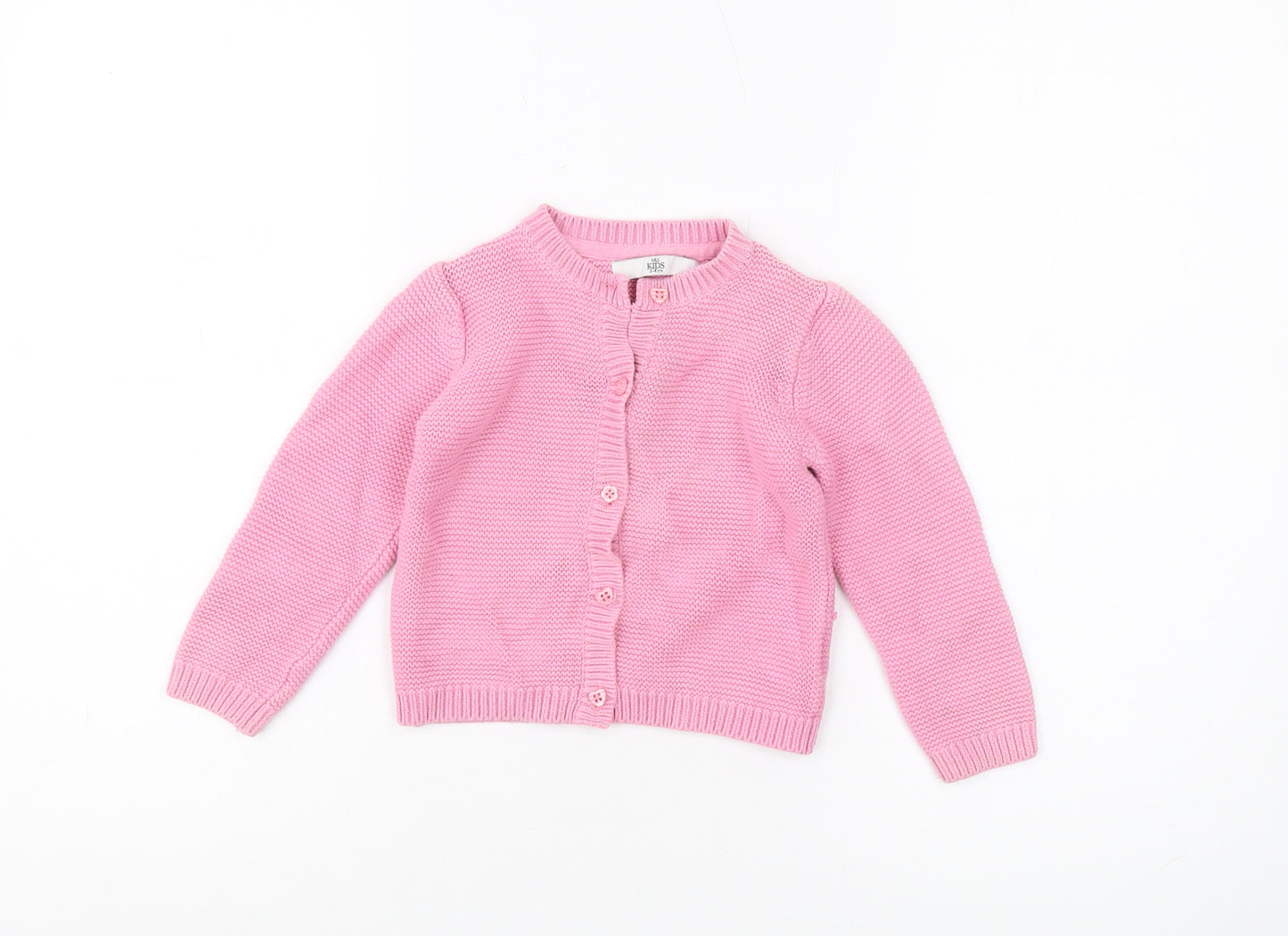 Marks and Spencer Girls Pink Cardigan 3-4 Years Cotton