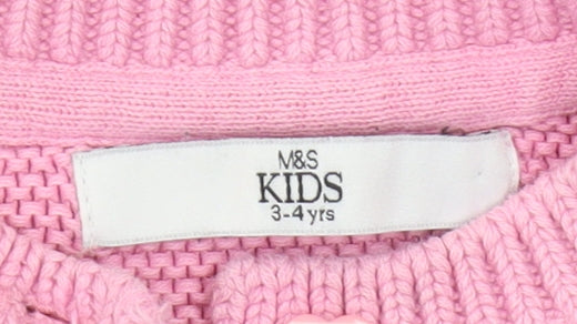 Marks and Spencer Girls Pink Cardigan 3-4 Years Cotton