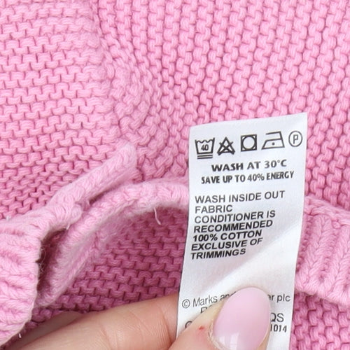 Marks and Spencer Girls Pink Cardigan 3-4 Years Cotton