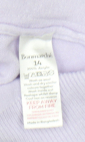 Bonmarché Women's Purple Crew Neck Jumper Size 14