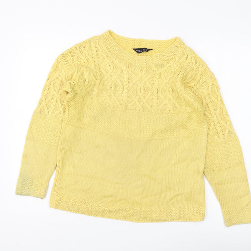 Dorothy Perkins Women's Yellow Cable-Knit Jumper Size 10