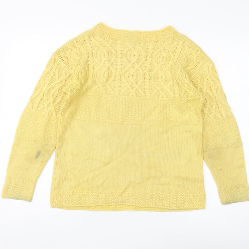 Dorothy Perkins Women's Yellow Cable-Knit Jumper Size 10