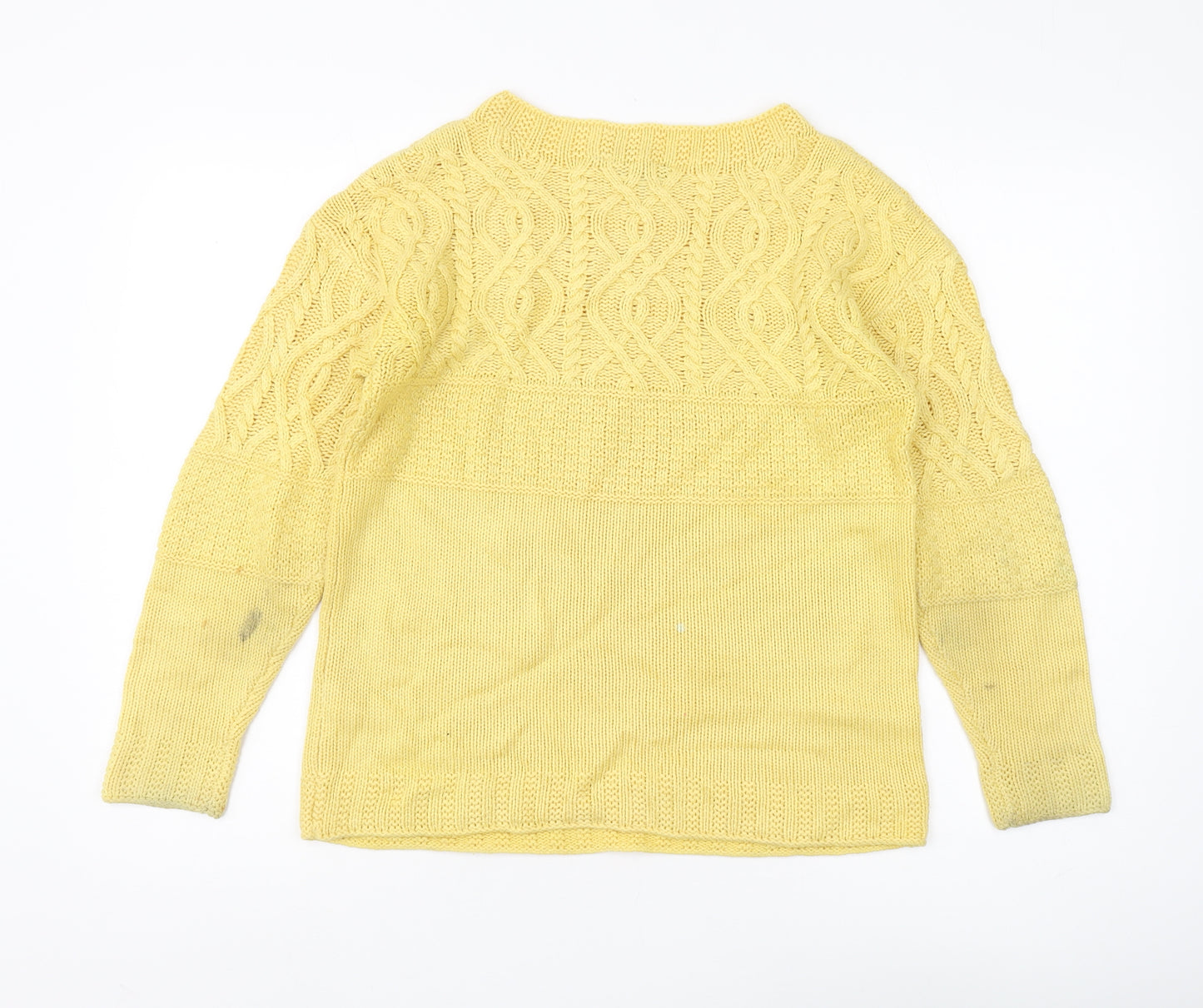 Dorothy Perkins Women's Yellow Cable-Knit Jumper Size 10